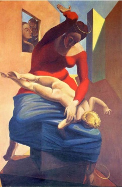 the virgin spanking the christ child before three witnesses- andre breton, paul eluard, and the painter