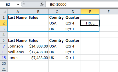formula as criteria result