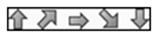 5 gray arrows. one arrow pointing up. one arow pointing upwards at 45 degree angle. one arrow pointing right. one arrow pointing downwards at 45 degree angle. one arrow pointing down.