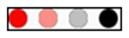 four circles red to black. bright red circle. faded red circle. faded gray circle. black circle