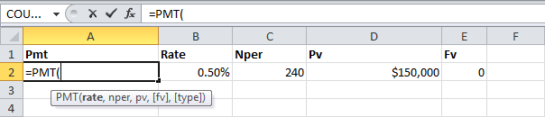 insert excel\'s most popular financial function