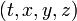 (t, x, y, z)\,